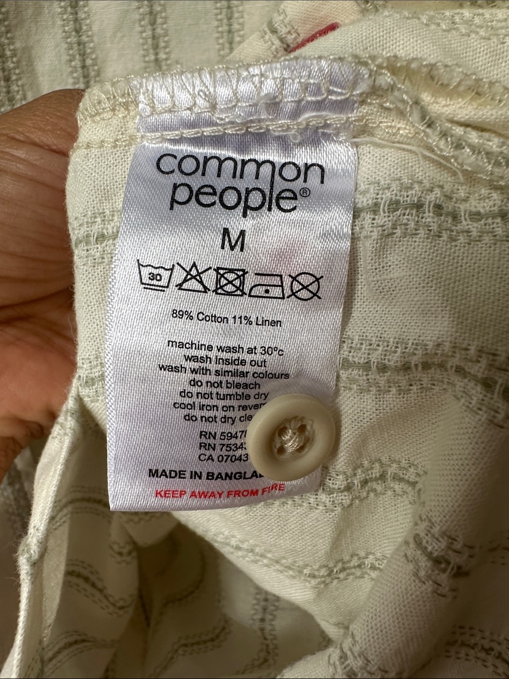 Common People Men's Short-Sleeve Striped Button-Down Shirt in Off-White - Picture 7 of 8